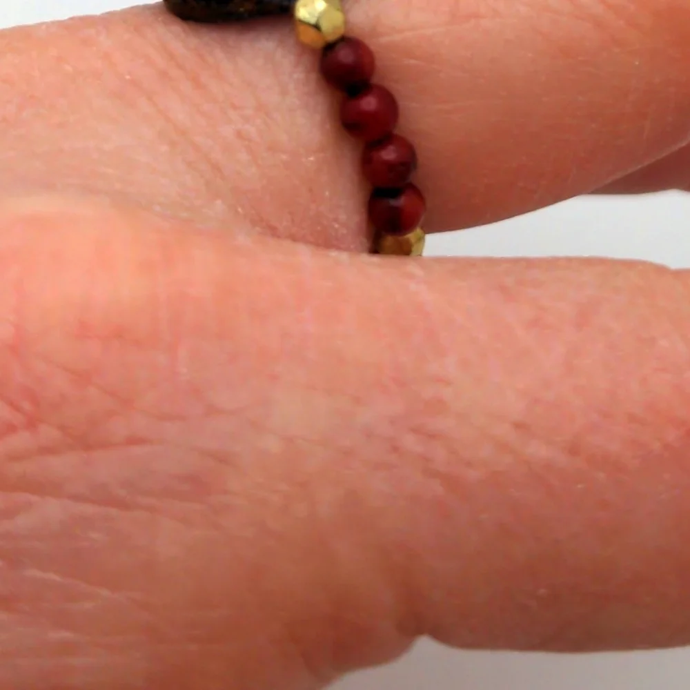Yellow Medallion Seed Bead Ring